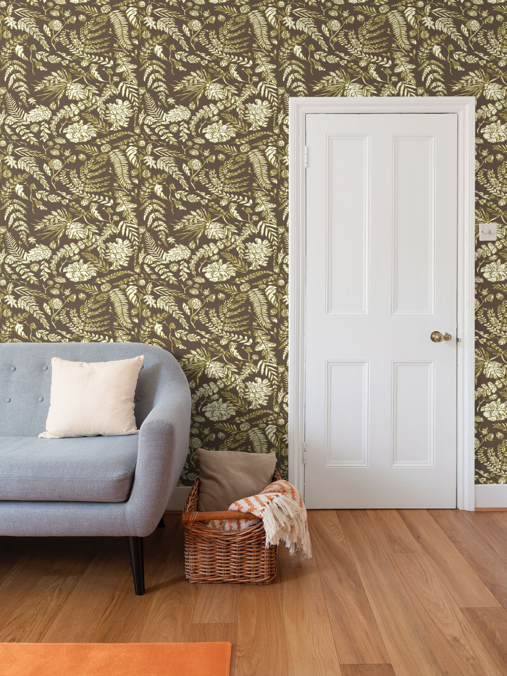 Averly Brown, Gold and Ivory Wallpaper