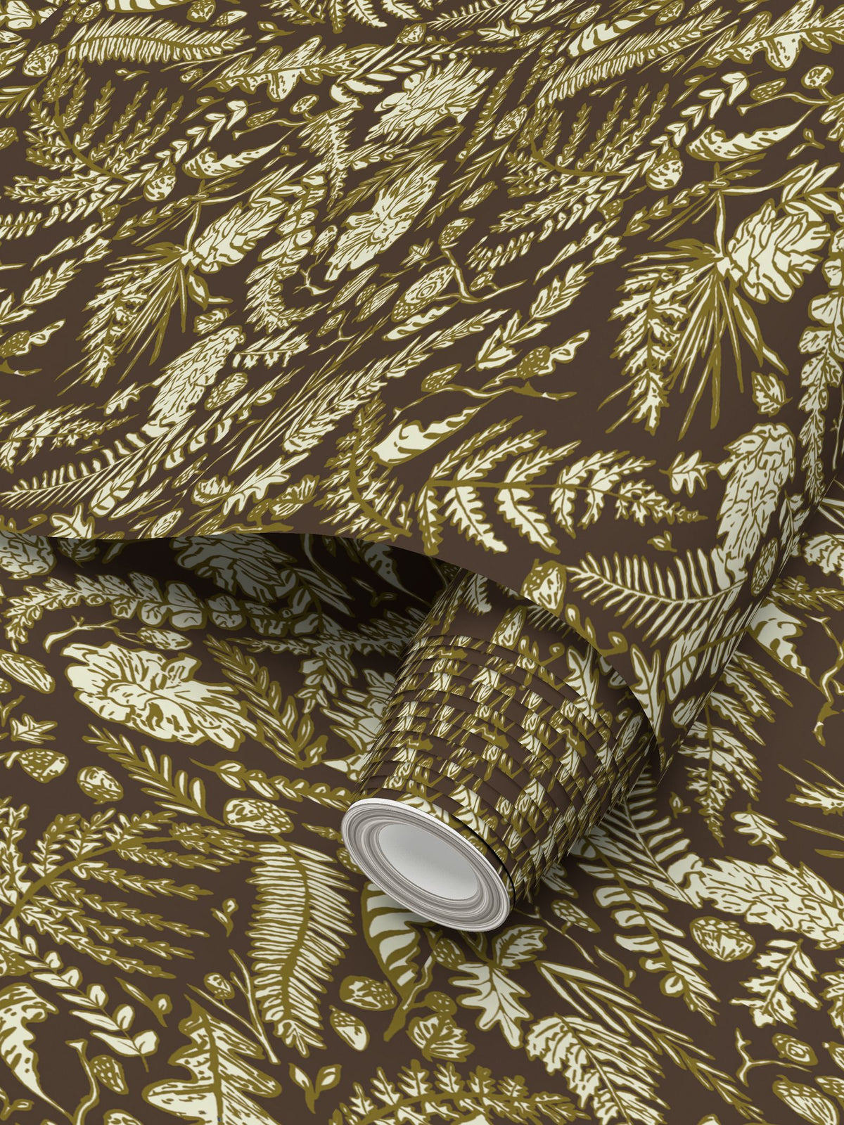 Averly Brown, Gold and Ivory Wallpaper