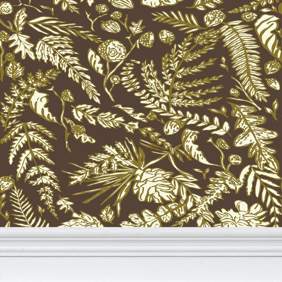 Averly Brown, Gold and Ivory Wallpaper