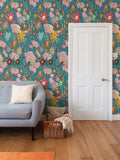 Poppy Teal Wallpaper
