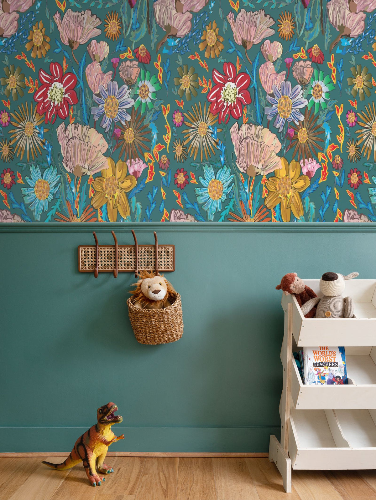 Poppy Teal Wallpaper