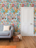 Poppy Frosted Blue Wallpaper