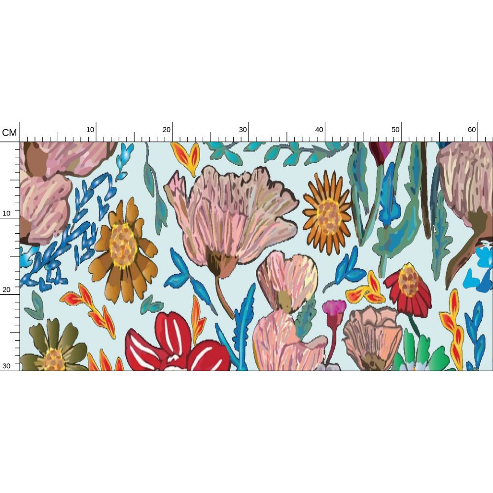 Poppy Frosted Blue Wallpaper