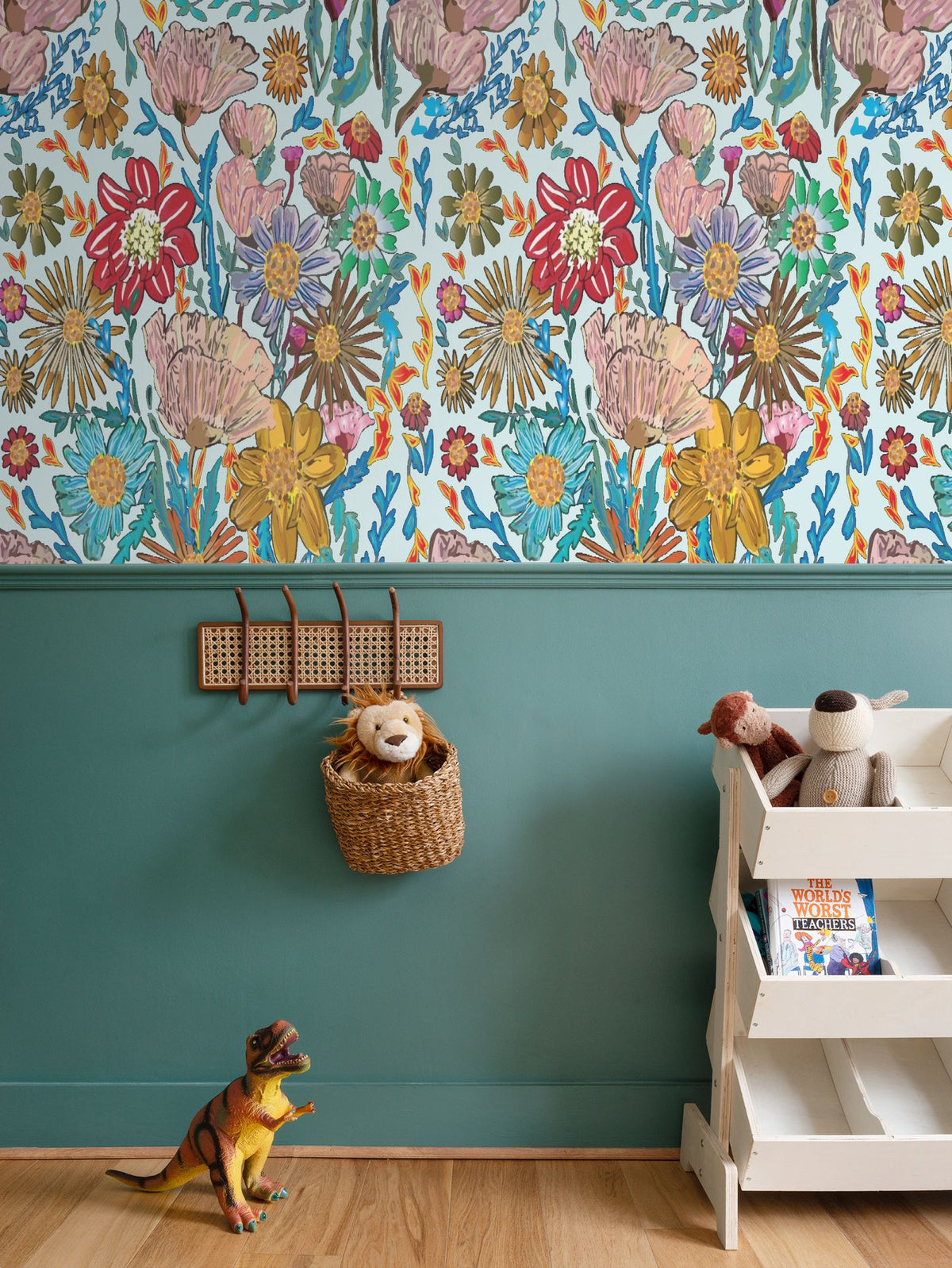 Poppy Frosted Blue Wallpaper