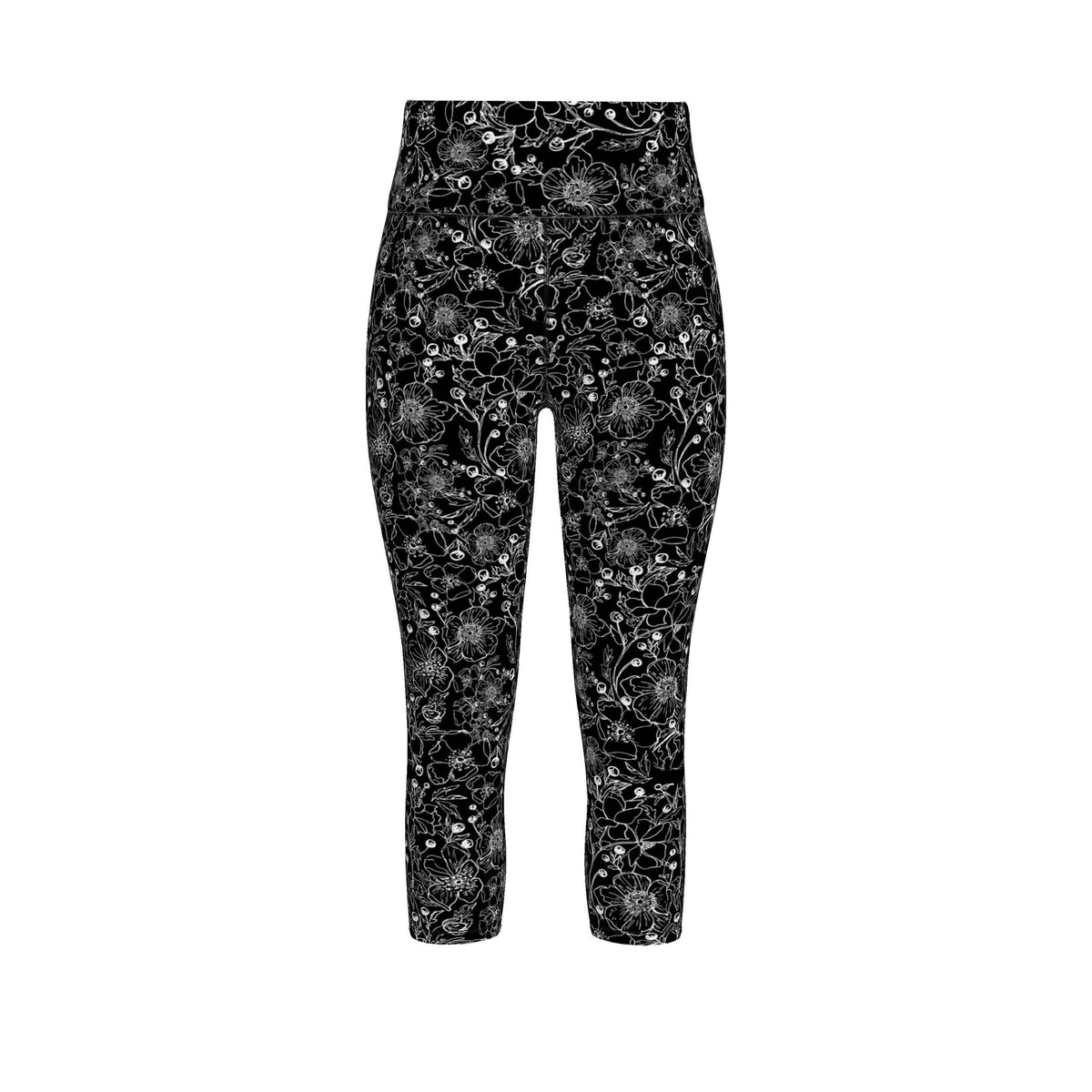 Fleur- Black & White Sports Leggings
