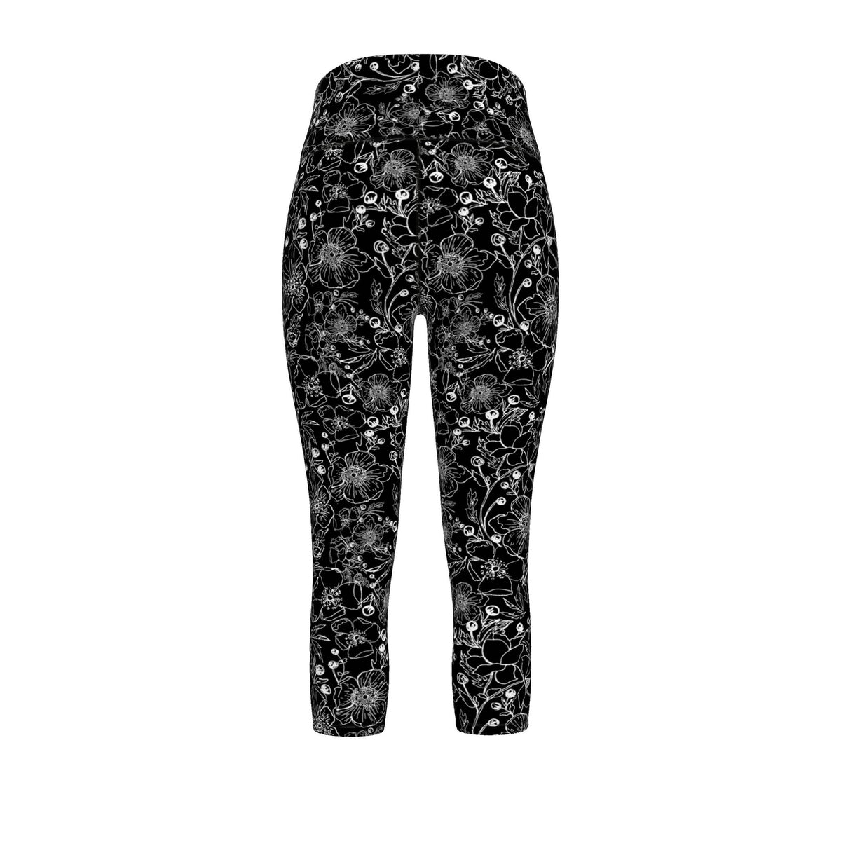 Fleur- Black & White Sports Leggings