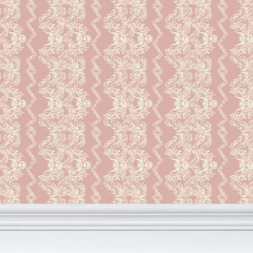Clara- blush lace Repeat Pattern Wallpaper