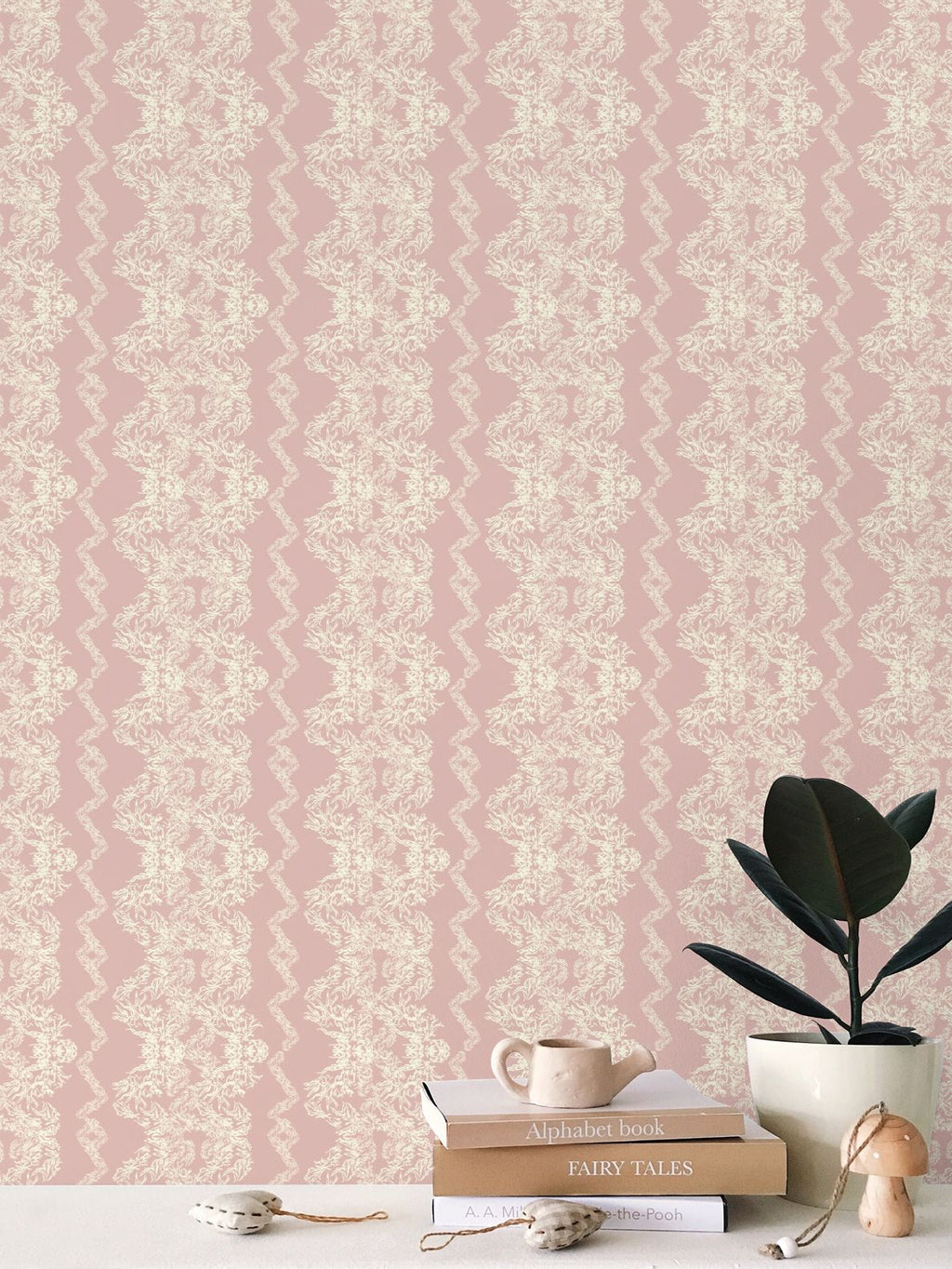 Clara- blush lace Repeat Pattern Wallpaper