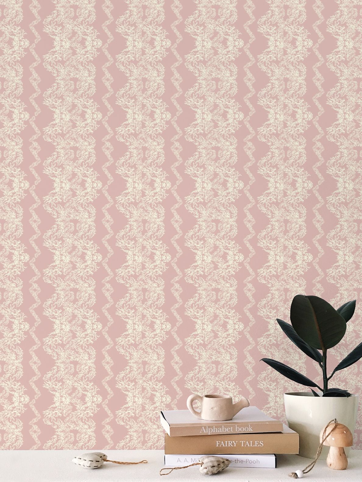 Clara- blush lace Repeat Pattern Wallpaper
